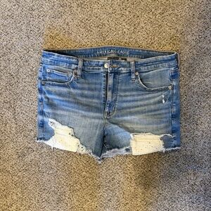 American Eagle Outfitters Distressed Light Blue Jean Shorts